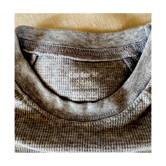 Carters Baby Gray Long Sleeve Jumpsuit 24 MO (1 Pc) Never worn Soft Waffle Knit - Picture 2 of 9